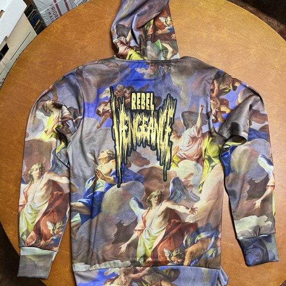 NWT Rebel Vengeance Boticelli Wearable Art Print Hoodie Jacket Size S‎ #108 - Picture 6 of 10
